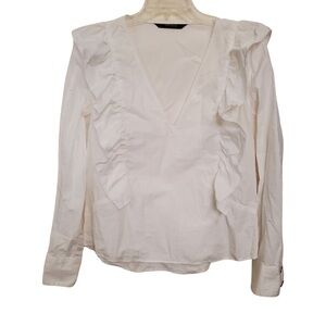 Zara Cotton Ruffle Blouse